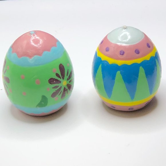 Vtg HANDPAINTED Easter Egg CANDLES Unburned MCM Retro Colors Collectible Art - Picture 2 of 5